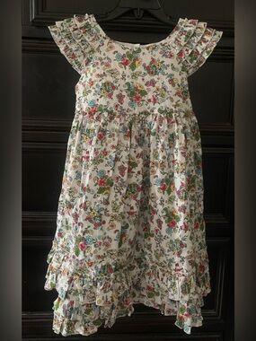 Girls White Floral Ruffle Sundress